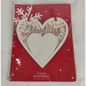 NIP Things Remembered Mr & Mrs Wooden Heart Ornament Wedding Anniversary Gift